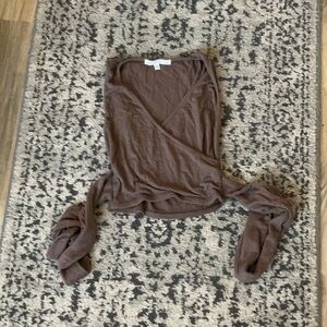 Brown ribbed tie tank top